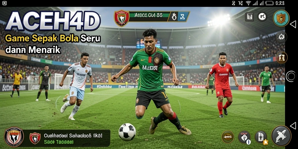 Tampilan permainan ACEH4D dengan grafis sepak bola yang memukau.