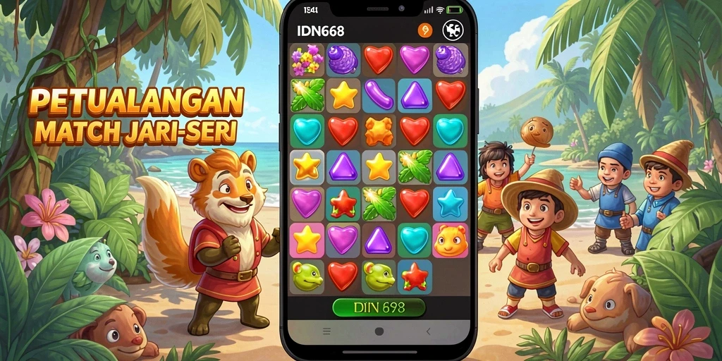 Screenshot IDN668 menampilkan serunya gameplay Match-3 yang adiktif.