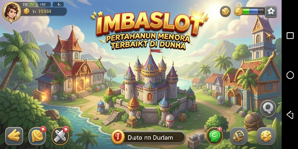 Screenshot gameplay IMBASLOT menunjukkan aksi strategi Tower Defense.