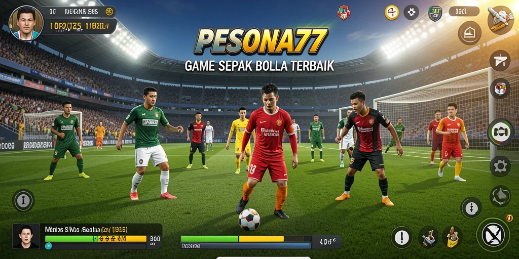 Tampilan gameplay PESONA77 yang menampilkan aksi sepak bola seru.