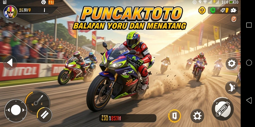 Gameplay balapan motor PUNCAKTOTO yang menegangkan dan realistis.