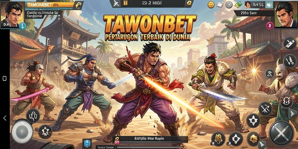 Screenshot permainan TAWONBET menampilkan pertempuran Battle Royale yang intens.