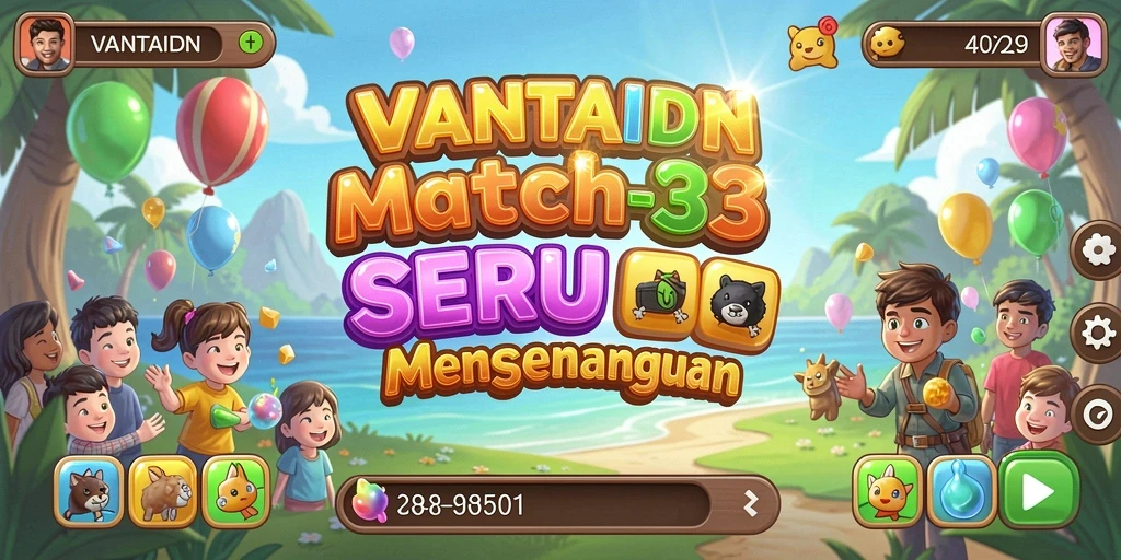 Gameplay VANTAIDN yang menarik dengan puzzle match-3 yang seru.