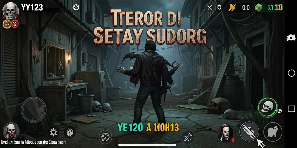 Screenshot gameplay menakutkan dari YY123 dengan suasana Horror.